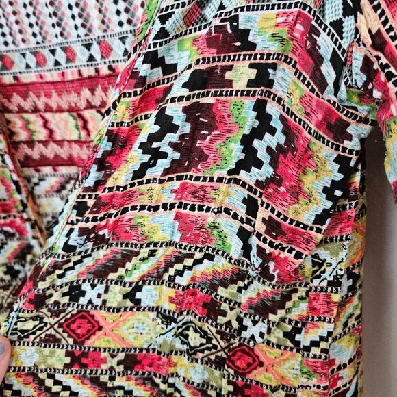 Love Tease Cardigan Kimono Lightweight Pattern Fringe Print Casual Open Front - Picture 5 of 11